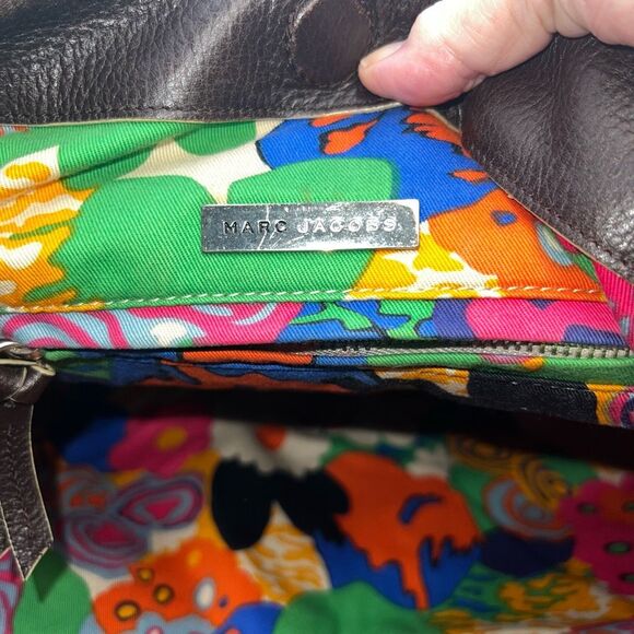 Marc Jacobs Vintage Thick Leather Hobo Bag With Bows And Psychedelic Interior - Picture 4 of 16